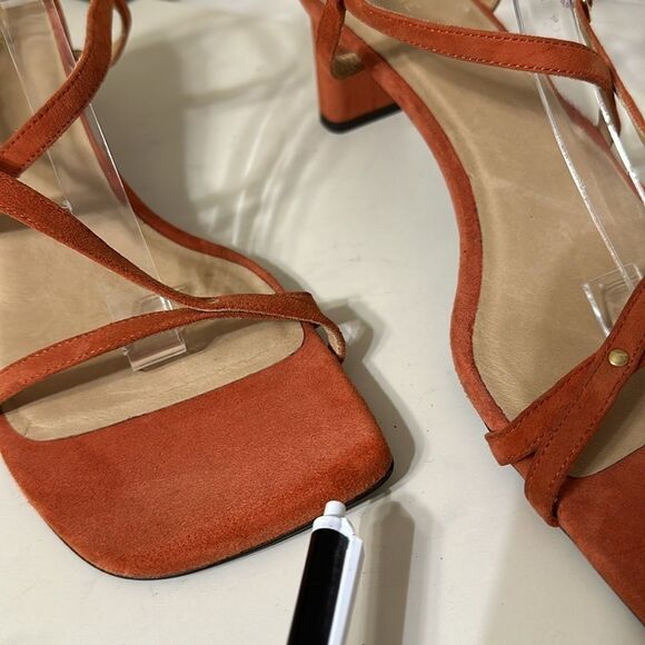 Frame Le Braxton Leather Heel Burnt Orange US 10 Strappy Sandal Fall - Picture 2 of 14